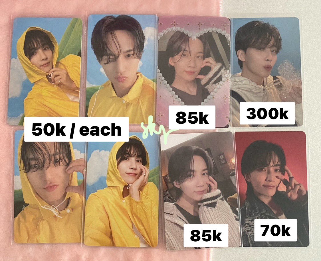 wts pc photocard jeonghan mingyu seventeen svt

mingyu jeonghan carver carat ver heaven
jeonghan topang dagu / peace fml reg a
jeonghan heartcheek hc fml reg a
jeonghan dream fml carver 

jkt ina based bisa satuan yaa