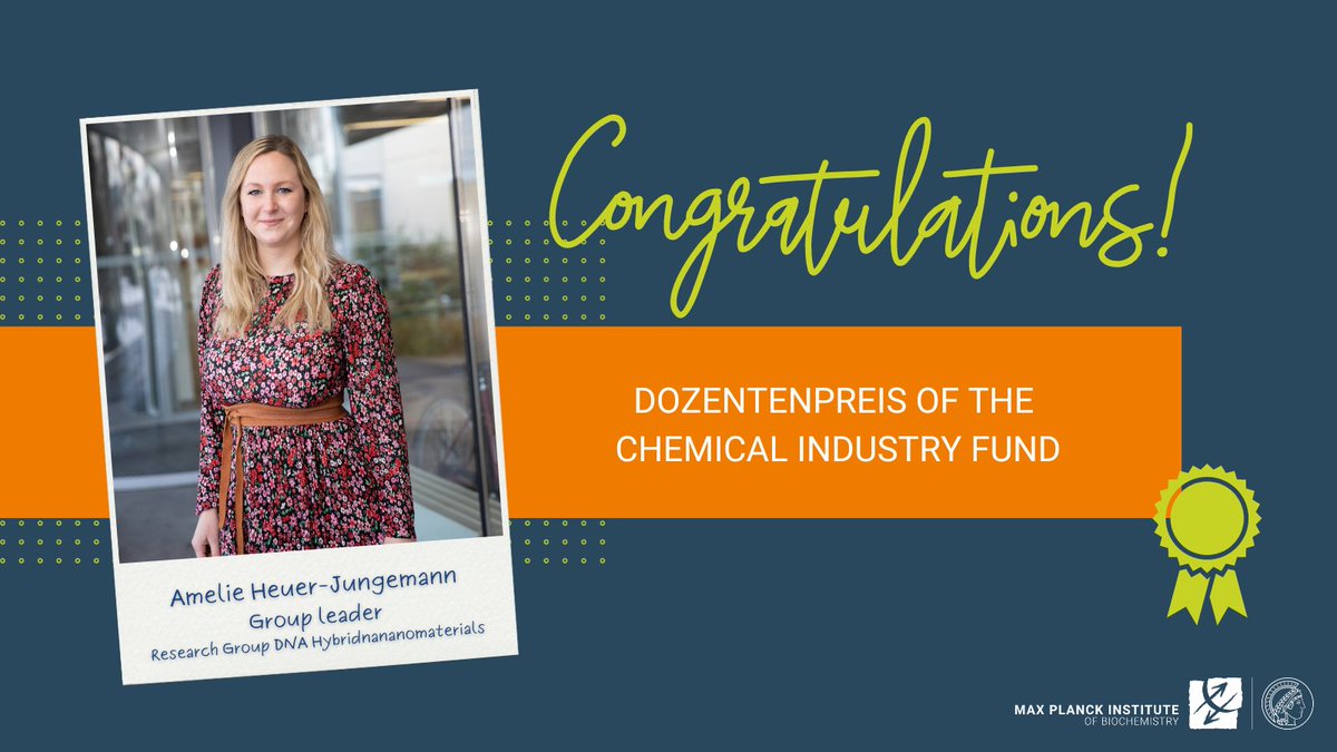 Congratulations to Amelie Heuer-Jungemann on receiving the Dozentenpreis of the Chemical Industry Fund for her outstanding research. 

❕biochem.mpg.de/dozentenpreis-…
❕biochem.mpg.de/heuer-jungemann

<a href="/Amelie_HJ/">Amelie Heuer-Jungemann</a> #Award #WomenInScience