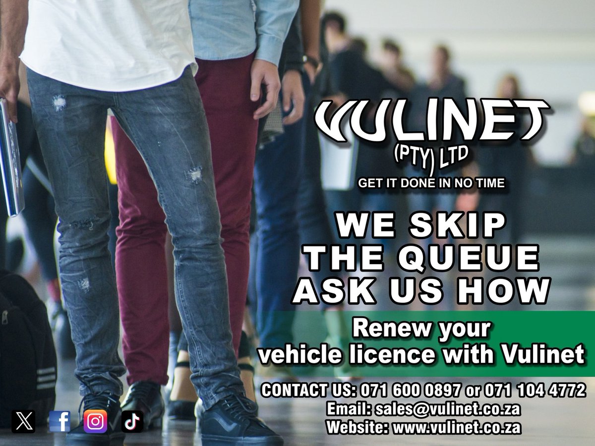 vulinet's tweet photo. VULINET (Pty) Ltd- Don't let your Car License Disc Expire!! We skip the queue ask us how. Let us renew your car license disc for you.
Call NOW! 0716000897 or 0711044772
Email us on sales@vulinet.co.za
https://t.co/kvzBbkx0SF
#LicenseDisc #Vulinet #licenserenewal #Qforyou #Q4U https://t.co/AI3dkE4NzW
