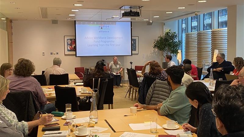 Wrapping up "Building a more sustainable advice workforce" event, Jo Chimes of <a href="/AdviceSAlliance/">Advice Services Alliance</a> <a href="/AQSQuality/">Advice Quality Standard</a> is sharing learning from <a href="/PropelLondon/">Propel</a> #Advice Workforce Development Fund’s first 6 months. Huge thanks to all who joined today! #SocialWelfare #AccessToJustice #Advice24