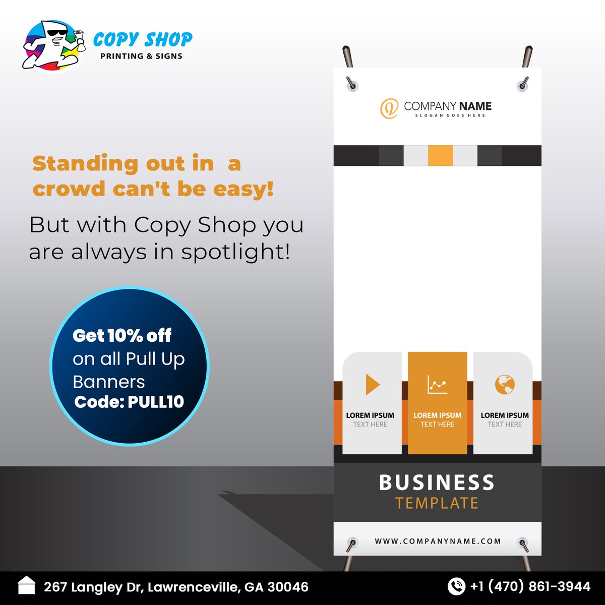 CopyShop_GA's tweet photo. Stand out in the crowd with Copy Shop’s pull up banners!

#copyshop #copyshopprinting #pullupbanners #banners #customizedbanners #printingproducts #hurryup #offer #ordernow #printing #designing #bestofgwinnett #gwinnettcounty #localbusinesses #customizationservices #lawrenceville https://t.co/A2MUSJCmqt