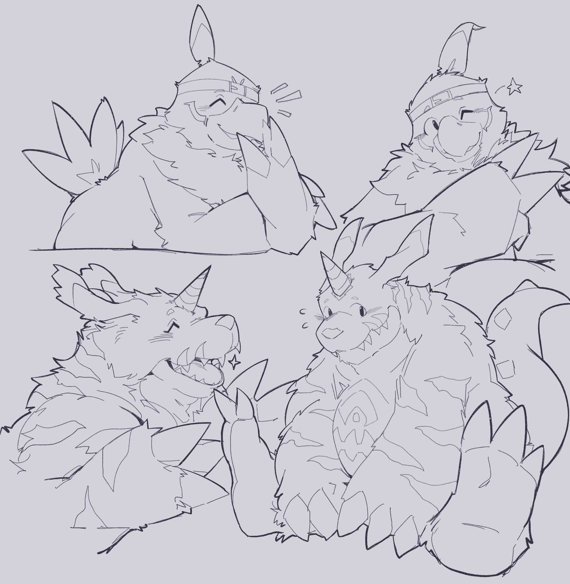 Seintaur's tweet photo. Digimon study with my fave mons 💦💦 https://t.co/ZsUOhSHbfy