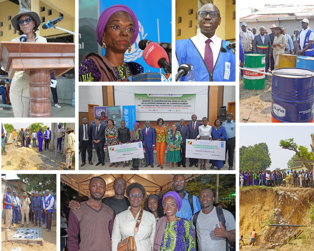 PNUDRepduCongo's tweet photo. 🌍🌿A l'occasion de la journée mondiale de l'environnement, @PNUDRepduCongo accompagne @GouvernementCG dans accomplissement des actions concrètes pour un avenir plus vert et plus sain.🌳
Agissons ensemble pour protéger notre planète
#GenerationRestauration
#DeveloppementDurable https://t.co/RKHJeGNTLq