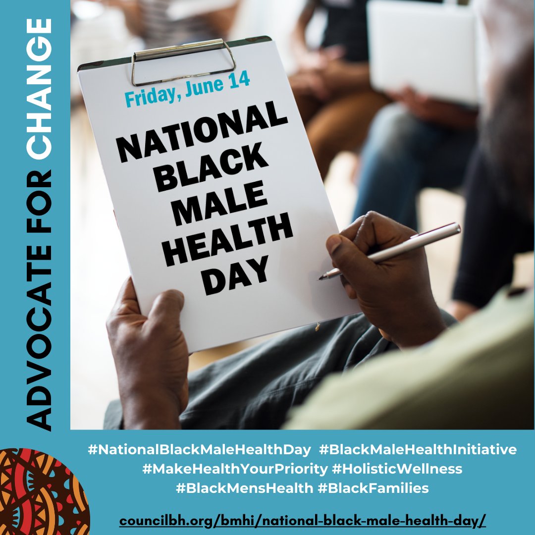 Advocate for change. Stay connected with the National Black Male Health Day movement and continue supporting efforts that promote holistic wellness. ow.ly/Ta5850SgSH7.

#MakeHealthYourPriority 
#NationalBlackMaleHealthDay 
#HolisticWellness 
#blackmenshealth #blackfamilies