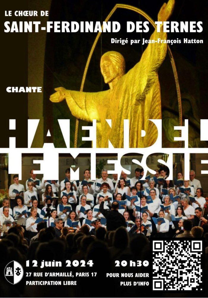 FerdinandTernes's tweet image. 📣 C’est ce soir ! Le chœur d’adultes de Saint-Ferdinand des Ternes, accompagné par un orchestre, interprètera le Messie de Haendel.

Venez nombreux !

#Concert