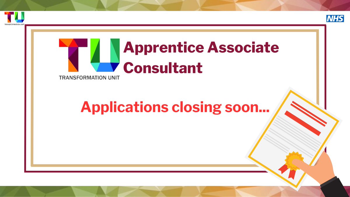 Applications close tonight!

Thank you to everyone who's applied for our Apprentice Associate Consultant role so far. 

If you are interested in applying for this exciting opportunity, please visit our website.

bit.ly/3Uzcznc

#NHSTU