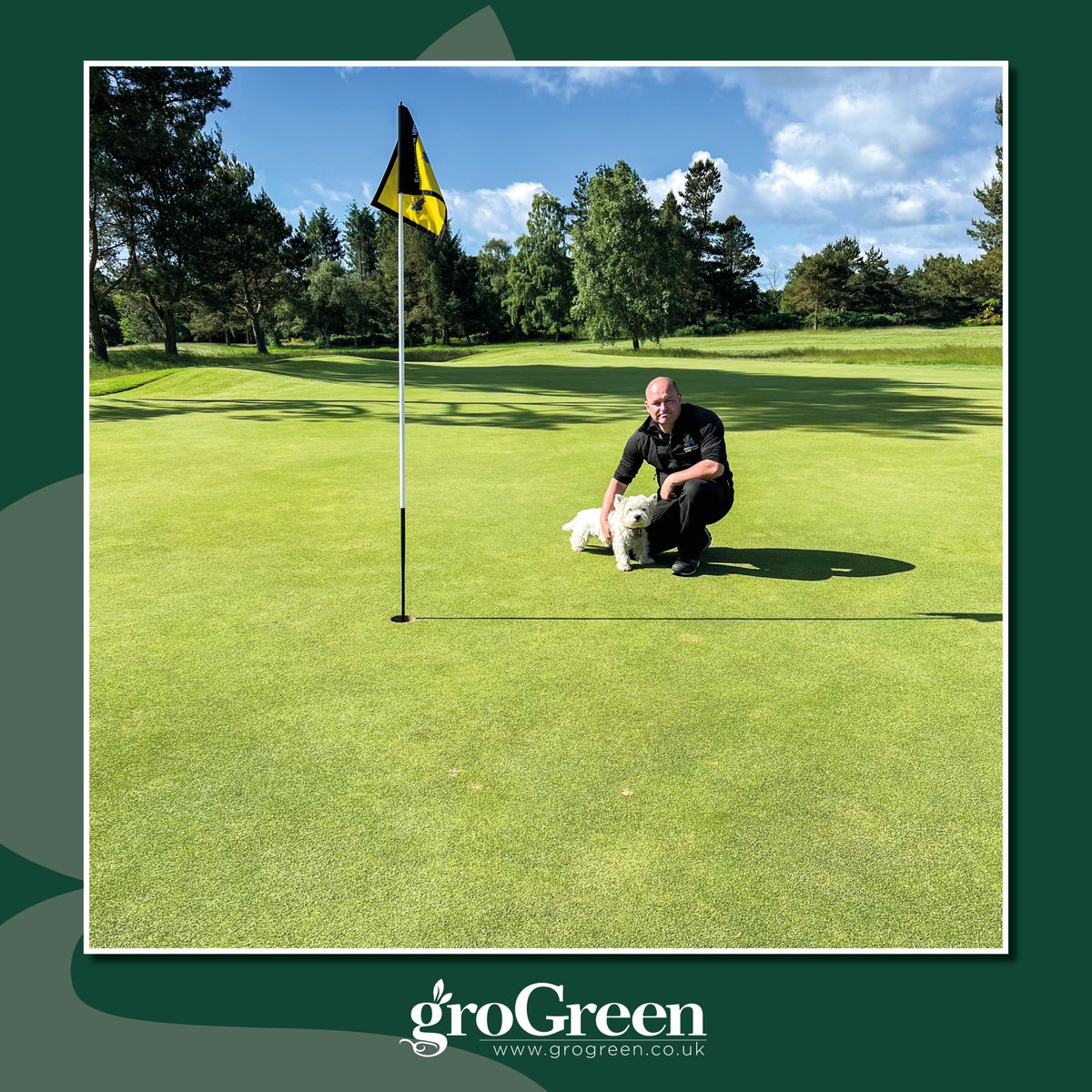 Darren at Scotscraig Golf Club, pictured here with his dog Oban, is delighted with the results after moving on to a Consolidate / Sea Nymph programme.  A full article on this coming soon.