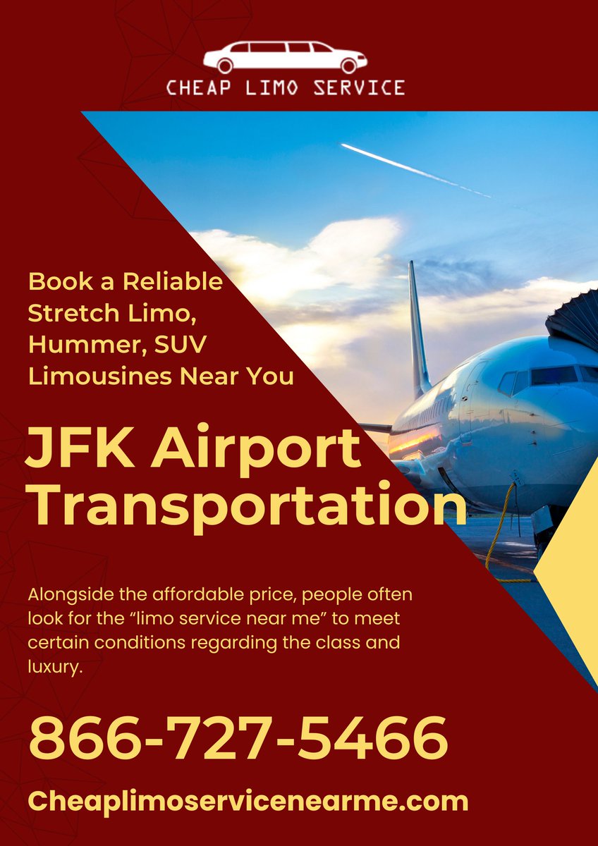 CheapNear's tweet image. #JFKAirportTransportation - Experience affordable luxury with #CheapLimoServiceNearMe for your #JFKAirporttransportations needs. Call us today at 866-727-5466 to book your hassle-free and budget-friendly #limoservice, Visit us at - tinyurl.com/3be74mm6
#JFKAirportLimoService