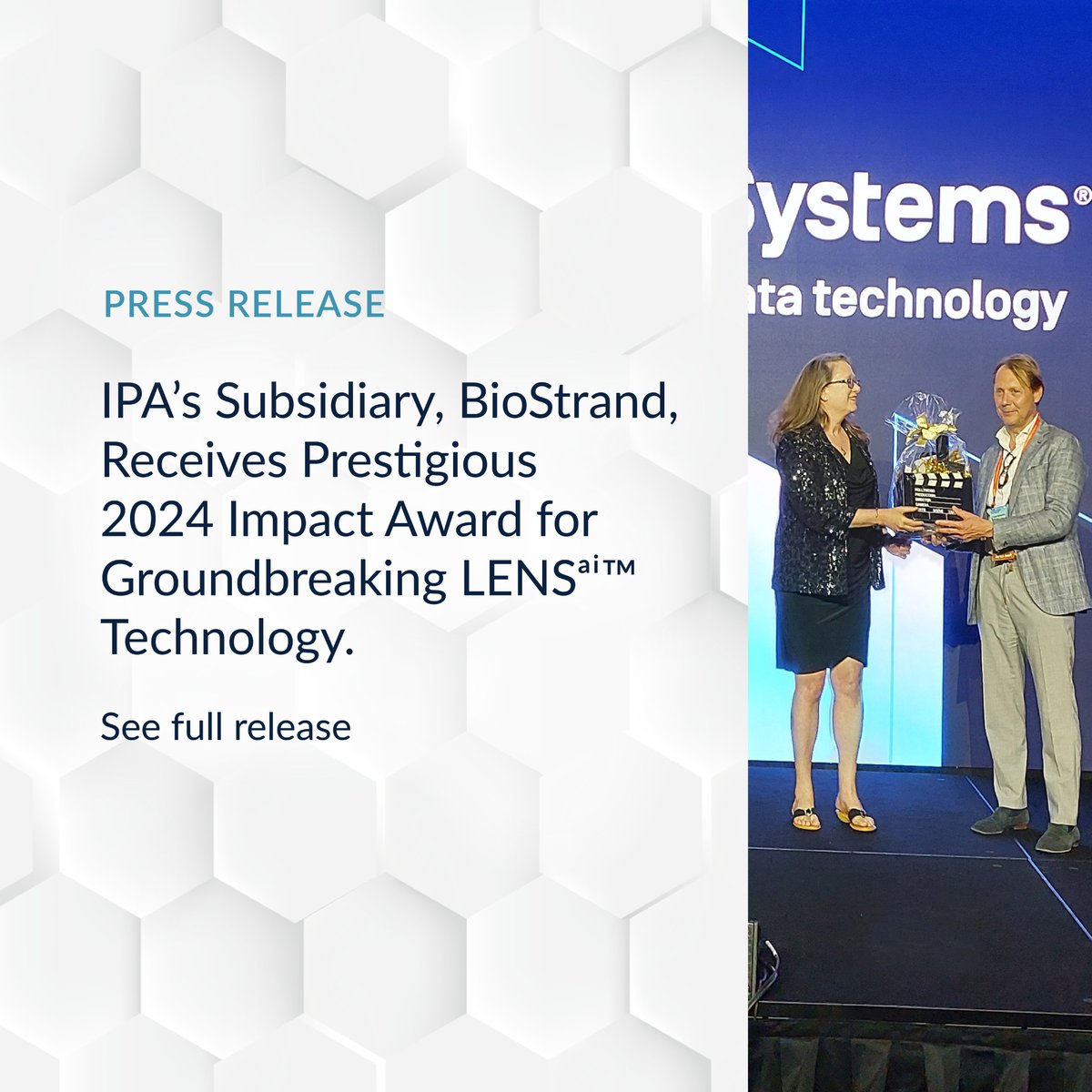 IPA (ImmunoPrecise Antibodies) (@immunoprecise) on Twitter photo ImmunoPrecise Antibodies Ltd. Subsidiary BioStrand Receives Prestigious 2024 Impact Award for Groundbreaking LENSᵃⁱ™ Technology.
The 2024 Impact Award, sponsored by <a href="/InterSystems/">InterSystems</a> , acknowledges BioStrand’s innovative LENSᵃⁱ technology, selected from over 1,000 client ImmunoPrecise Antibodies Ltd. Subsidiary BioStrand Receives Prestigious 2024 Impact Award for Groundbreaking LENSᵃⁱ™ Technology.
The 2024 Impact Award, sponsored by <a href="/InterSystems/">InterSystems</a> , acknowledges BioStrand’s innovative LENSᵃⁱ technology, selected from over 1,000 client
