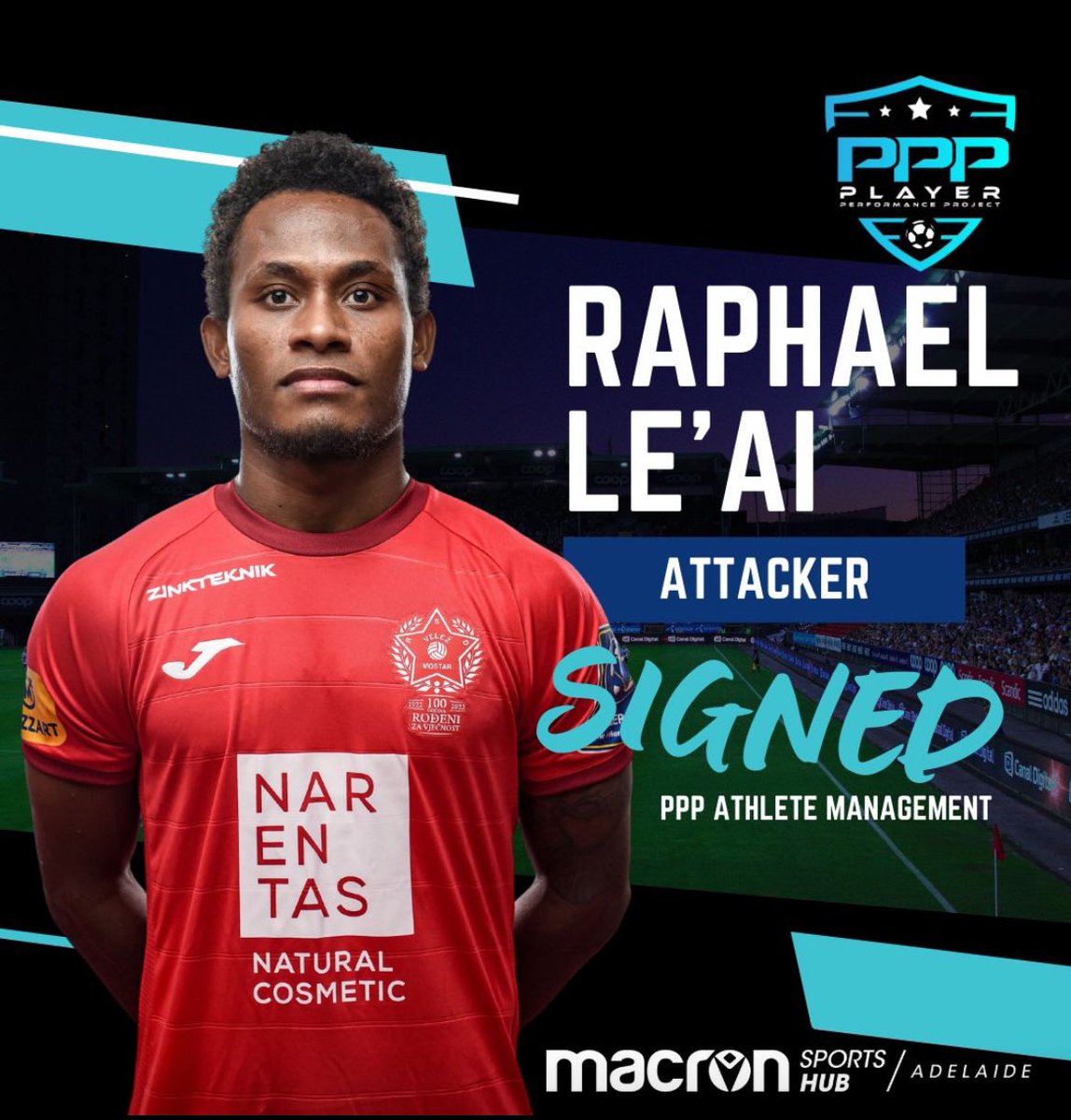 PPProjectAU's tweet photo. We are thrilled to announce the Athlete Management signing of Solomon Islands superstar Raphael Lea'i! 🇸🇧⭐ 

Raphael's incredible talent and passion for football make him an outstanding addition to our platform and we wish him all the best in the upcoming OFC Nations Cup ⚽️🌴 https://t.co/akoKHB70do