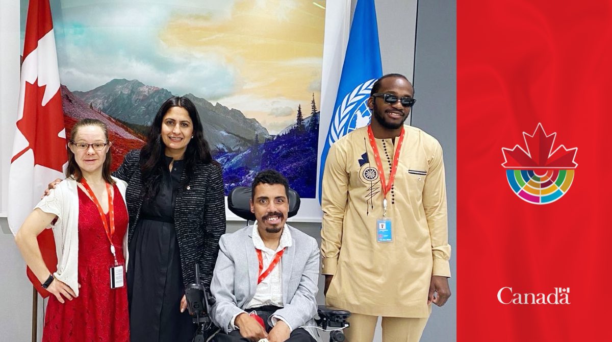 CanadaUN's tweet photo. A great meeting with Canada’s inspiring youth delegates to #COSPCRPD! We continue to support and lift up the voices of all youth with disabilities to ensure they have a seat at the decision-making table. https://t.co/FCicWPgRK8