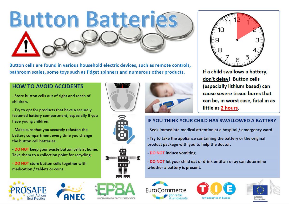 anectweet's tweet image. Today, 12 June, is #ButtonBatteryAwarenessDay. As #button #cell #batteries are found in numerous #consumer products, ANEC continues to strive for #standards to reduce children’s access to batteries contained in the product or its packaging.

#ButtonBatteryAwareness #ChildSafety