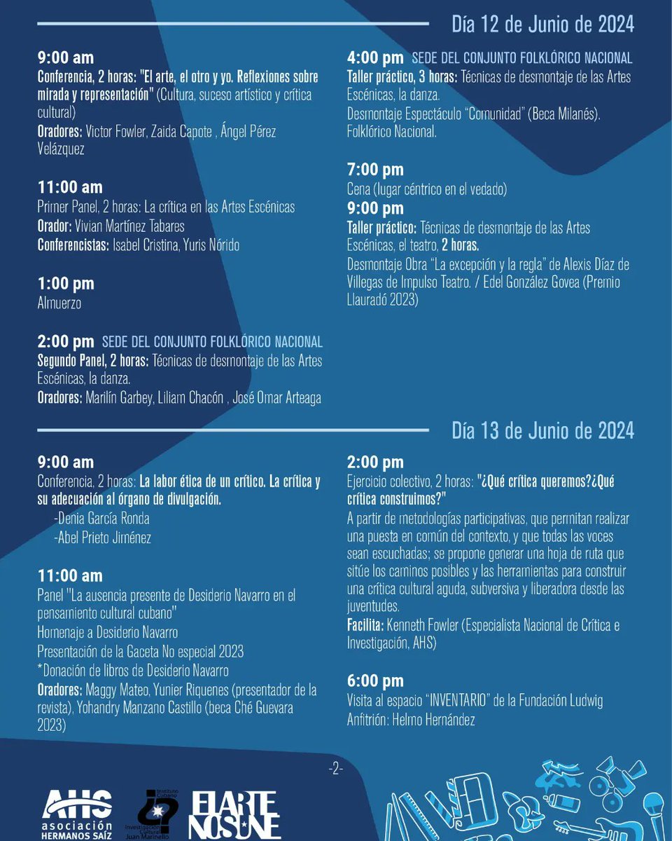 ahsjovenescuba's tweet photo. 📝 Programas de #EventosAHS
📚25 Edición del Premio Celestino de Cuento ✍️ en #Holguín.
🗣️ II Edición de la Jornada de Teoría y Crítica de Arte, en La Habana, y sede en el Pabellón Cuba.
Actualízate y súmate 😉. La invitación a participar es para todos!!🤓
#AHSCuba #ElArteNosUne https://t.co/IY8hz3egM3