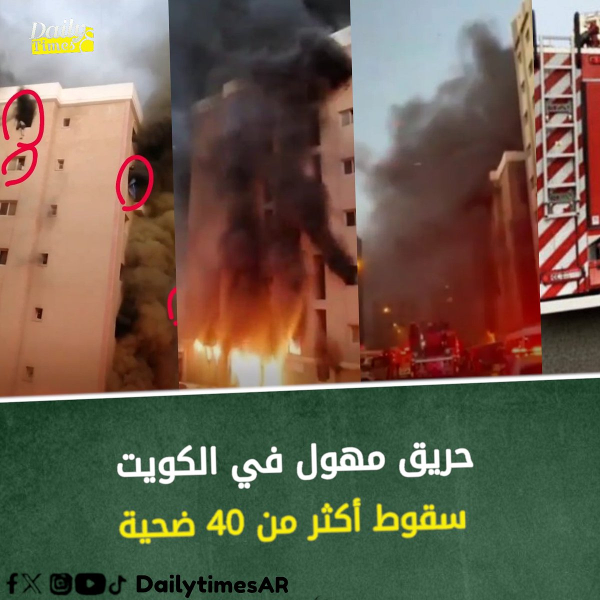 saudi_short's tweet photo. حريق هائل في عمارة سكنية بالكويت  ووفاة أكثر من 40 شخصا وإصابة العشرات 🔸تفاصيل أكثر 👇 
https://t.co/ICAPpcsIvg
#حريق
#الكويت #القاضي_علي_السليطي #حريق_الكويت
#المنقف #حريق_المنقف #عمارة_المنقف
#حريق_المنقف https://t.co/Zgfc44bkdH
