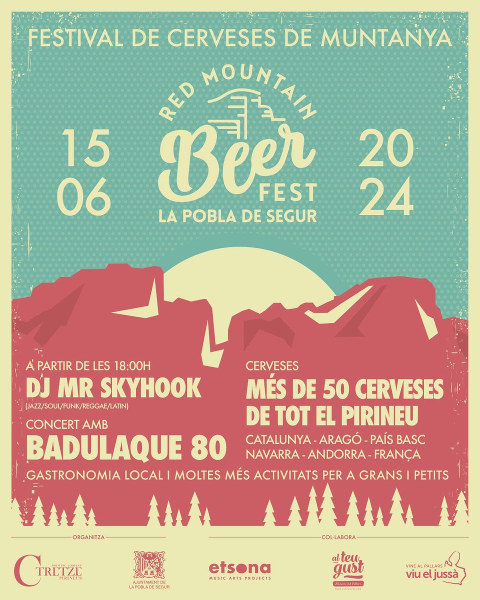 Aquest cap de setmana cinquena edició del festival #RedMountain #BeerFest cerveses elaborades al Pirineu, música, deu restauradors locals amb una gran proposta gastronomia Pallaresa! Ens veiem dissabte!