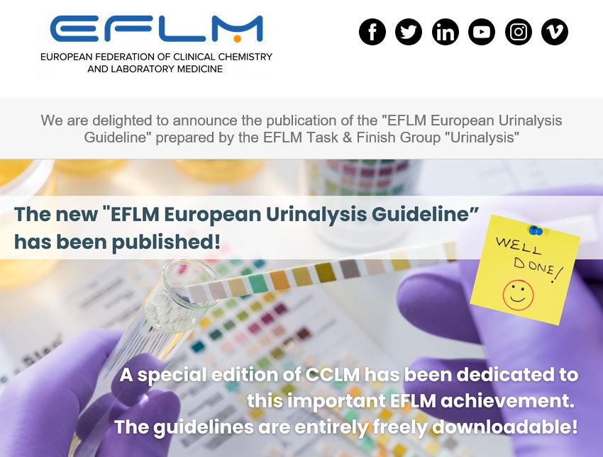 The new #EFLM European #UrinalysisGuideline has been published, together with an Editorial: degruyter.com/document/doi/1…(Editorial degruyter.com/document/doi/1…)