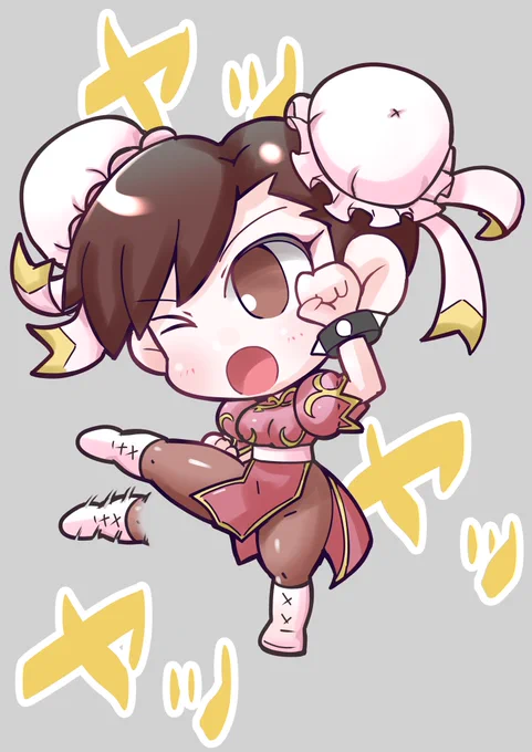 6月12日はPCE版ストリートファイターII'発売日ダッシュのピンク春麗さん描きました～( ੭˙ᗜ˙)੭#レトロコンシューマー愛好会イラスト部 #レトロゲーム #イラスト #ミニキャラ 