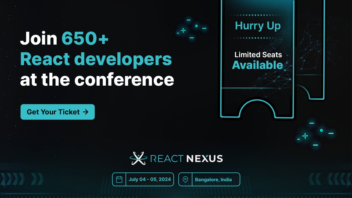ReactNexus's tweet image. Hurry up. The early bird ticket sale ends this Saturday.

Get your ticket soon to join us at React Nexus 2024!
reactnexus.com/tickets