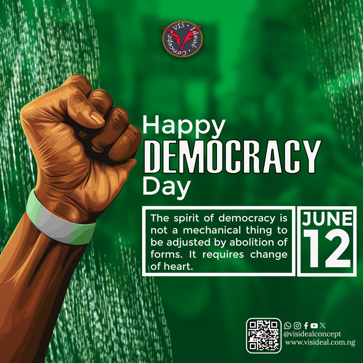 visidealconcept's tweet photo. Happy Democracy Day
#happydemocracy #democracyday #democracy #bestday #happydemocracyday https://t.co/7fvAZroFO0
