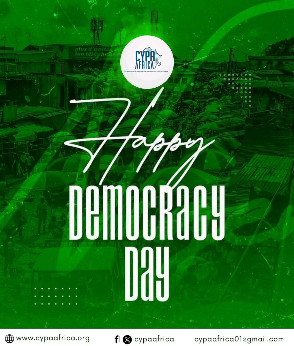 CypaAfrica's tweet photo. "HAPPY DEMOCRACY DAY", Nigeria! Today, we honor the principles of democracy and strive for a future filled with unity, progress, and equality. @AmbChrisIyama @CDDWestAfrica @HouseNGR @NigeriaGov @ilo @HeForShe @ShehuSani @TTricentre
 @NgLabour  @UKinNigeria 
#DemocracyDay #june12 https://t.co/C3zgTvaSDI