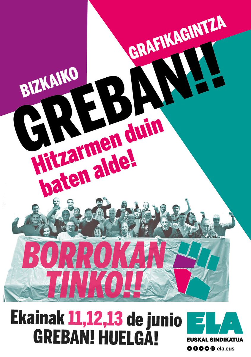 ELAIbaizNerbioi's tweet photo. Bizkaiko Grafikagintzako langileak martxa bat egiten ari dira Deriorik Zamudiora #hitzarmen berria aldarrikatzeko!

📢Hitzarmen duina ORAIN‼️

Lxs trabajadorxs de Artes Gráficas de #Bizkaia de marcha de Derio a Zamudio para reivindicar un nuevo #convenio!

📢Convenio digno YA‼️ https://t.co/ZVMNFmIl7M