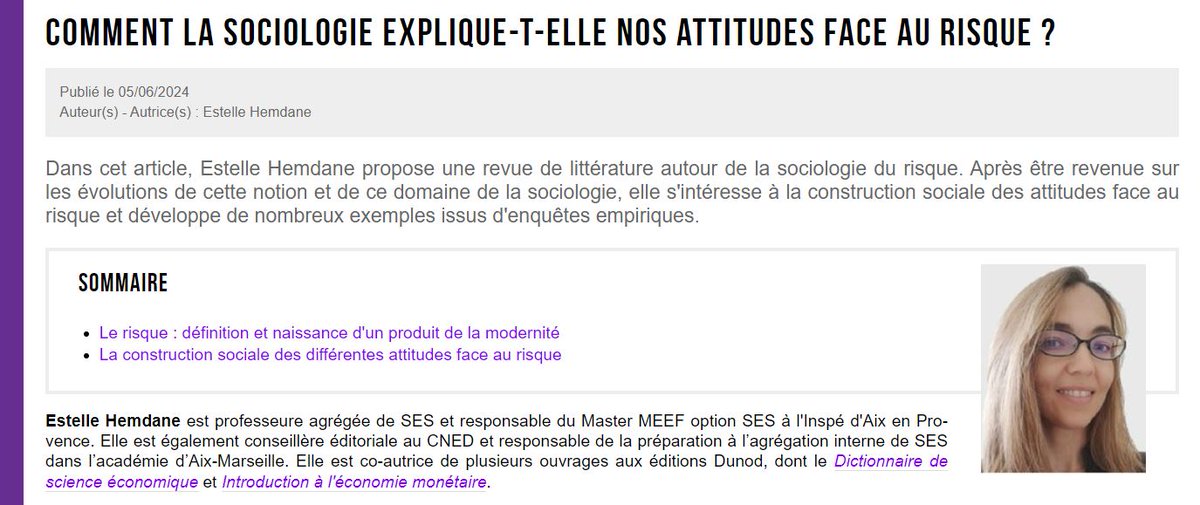 SES-ENS (@ses_ens) on Twitter photo 🪂 Comment la sociologie permet-elle d'expliquer nos attitudes face au #risque ?
▶️Un article d'Estelle Hemdane, responsable du Master MEEF à <a href="/InspeAixMrs/">Inspé d'Aix-Marseille</a>, à retrouver sur <a href="/ses_ens/">SES-ENS</a>
👉ses.ens-lyon.fr/articles/comme…
<a href="/_APSES_/">L'APSES quitte X | Rdv sur @apses.bsky.social</a>
<a href="/des_ens/">Département des sciences sociales - ENS de Lyon</a>
<a href="/eduscol_SES/">éduscol SES</a>
#SES 🪂 Comment la sociologie permet-elle d'expliquer nos attitudes face au #risque ?
▶️Un article d'Estelle Hemdane, responsable du Master MEEF à <a href="/InspeAixMrs/">Inspé d'Aix-Marseille</a>, à retrouver sur <a href="/ses_ens/">SES-ENS</a>
👉ses.ens-lyon.fr/articles/comme…
<a href="/_APSES_/">L'APSES quitte X | Rdv sur @apses.bsky.social</a>
<a href="/des_ens/">Département des sciences sociales - ENS de Lyon</a>
<a href="/eduscol_SES/">éduscol SES</a>
#SES