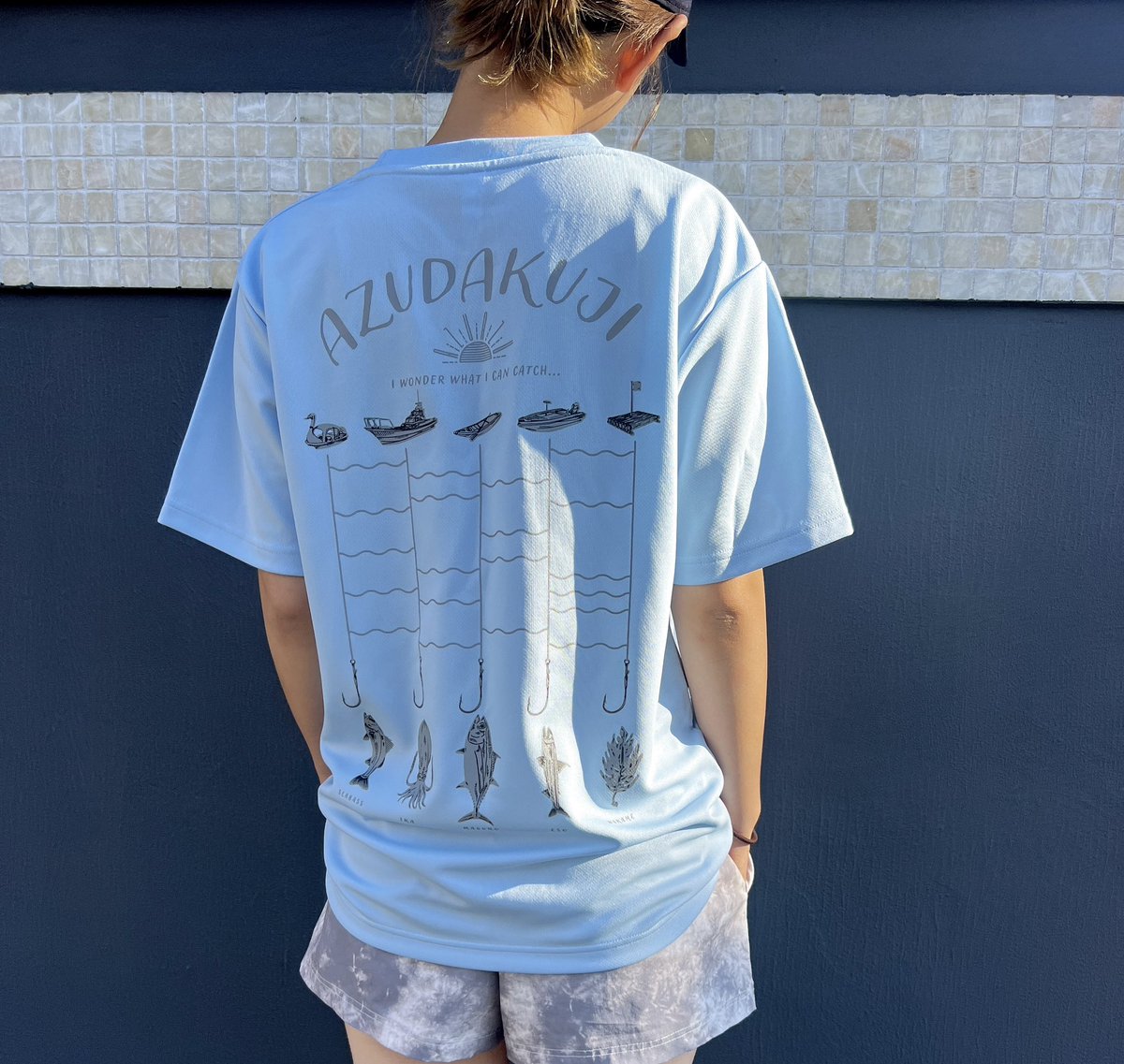 釣りフェス　神野梓　デザイン　アズダクジTシャツ　Lサイズ あずあずグッズ！！！！ 今年はドライTシャツ🩵🩵🩵 今回からキッズ
