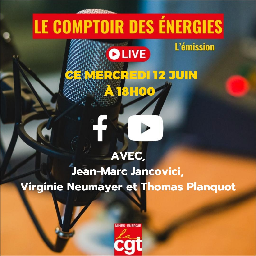FNMECGT's tweet photo. Ce mercredi 12 juin de 18h à 19h30, soyez prêts pour un nouvel épisode du comptoir des énergies ! 🔥 Ne manquez pas ce rendez-vous ! 💪 #ComptoirdesÉnergies #Discussion #Débat https://t.co/hRFhLIdR3H