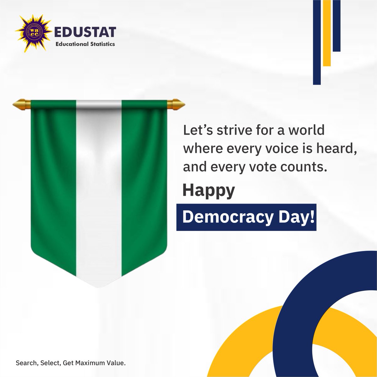 On this special day, we celebrate the progress and resilience of our nation.

Happy Democracy Day, Nigeria!

#DemocracyDay #Nigeria #Unity #ProudlyNigerian #waec #edustat #sidmach #june12th