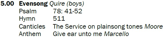 Evensong today at 5pm is sung by the boys of the Cathedral Choir and includes music by #PhilipMoore and #BenedettoMarcello.