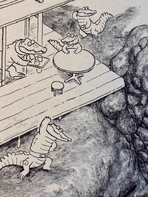 ゆるワニたちがお家で好き勝手してる絵を描いています。(ご依頼)家描くの難し過ぎて… 