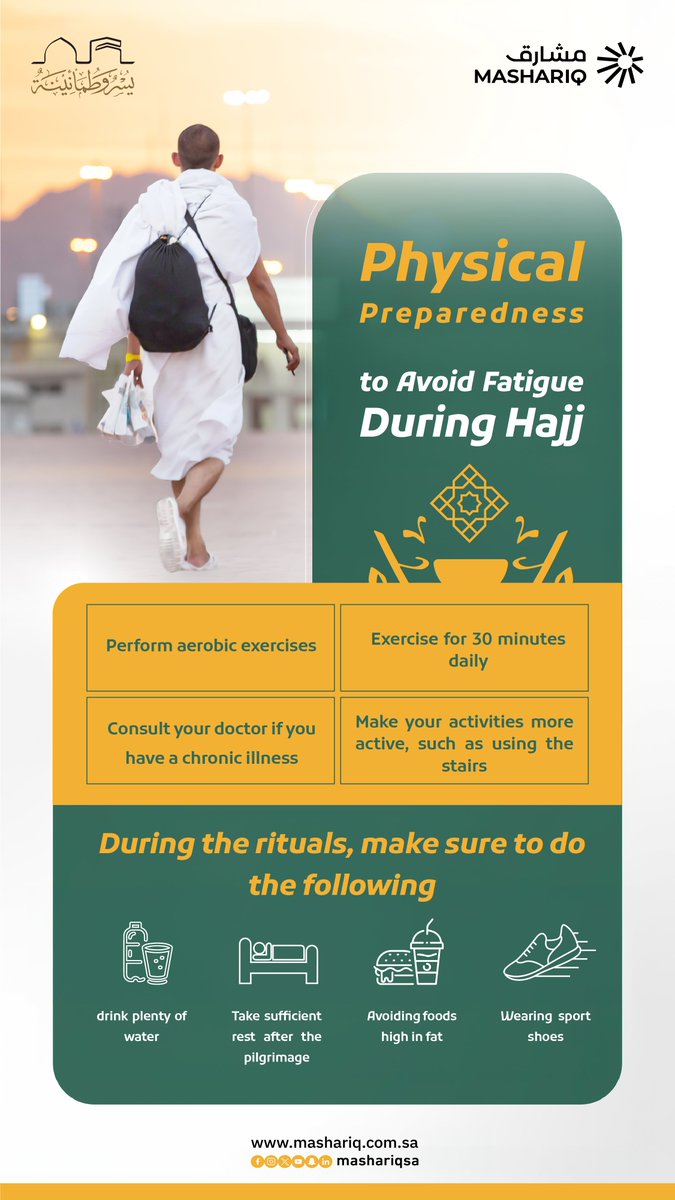 How to Increase Your Physical Fitness Before Starting Hajj Rituals..

#Hajj1445 | #Ease_and_Tranquility