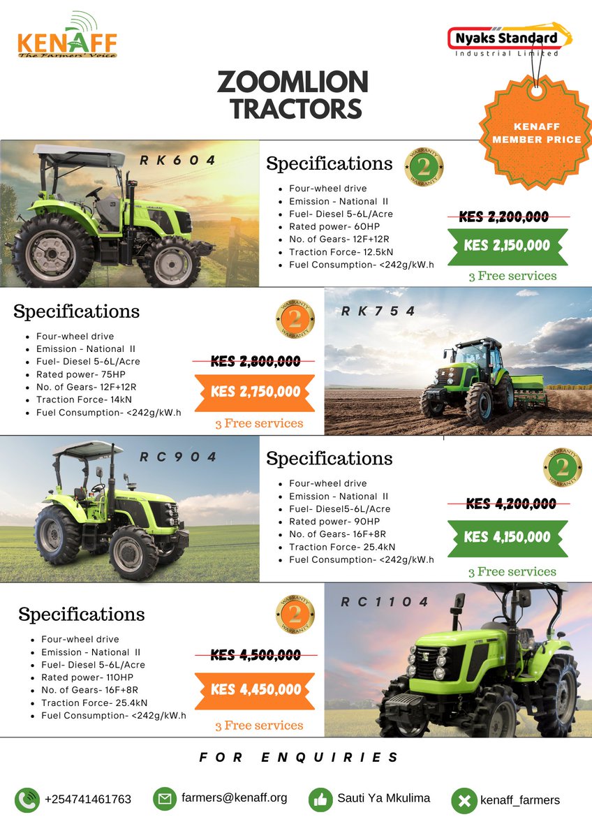 kenaff_farmers's tweet photo. Exciting News for KENAFF Members!
We are thrilled to bring you subsidised tractors at a special discounted rate! In conjunction with Nyaks Standard Industries Ltd. Enhance your farming efficiency and productivity with this exclusive offer. 
#KENAFF 
#FarmingInnovation https://t.co/znpKM7FwhY