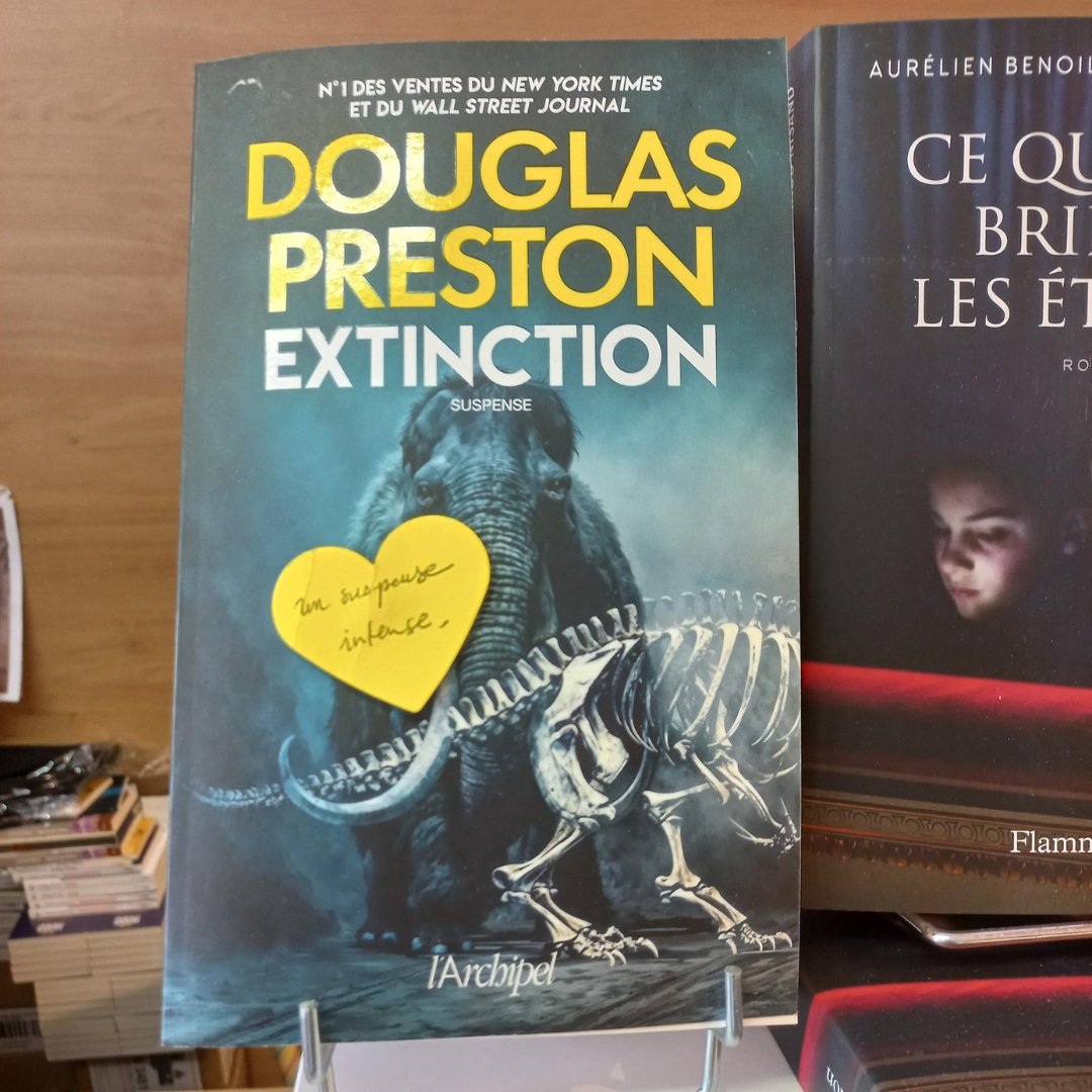 Ed_Archipel's tweet photo. 🌠Coup de cœur sur "Exctinction" de Douglas Preston 🥰
❤️Merci à la Librairie Papeterie RUC de Colmar : "Un suspense intense" !!!!
#librairieruc #exctinction #jurassicpark #douglaspreston https://t.co/0eMVeddtkX