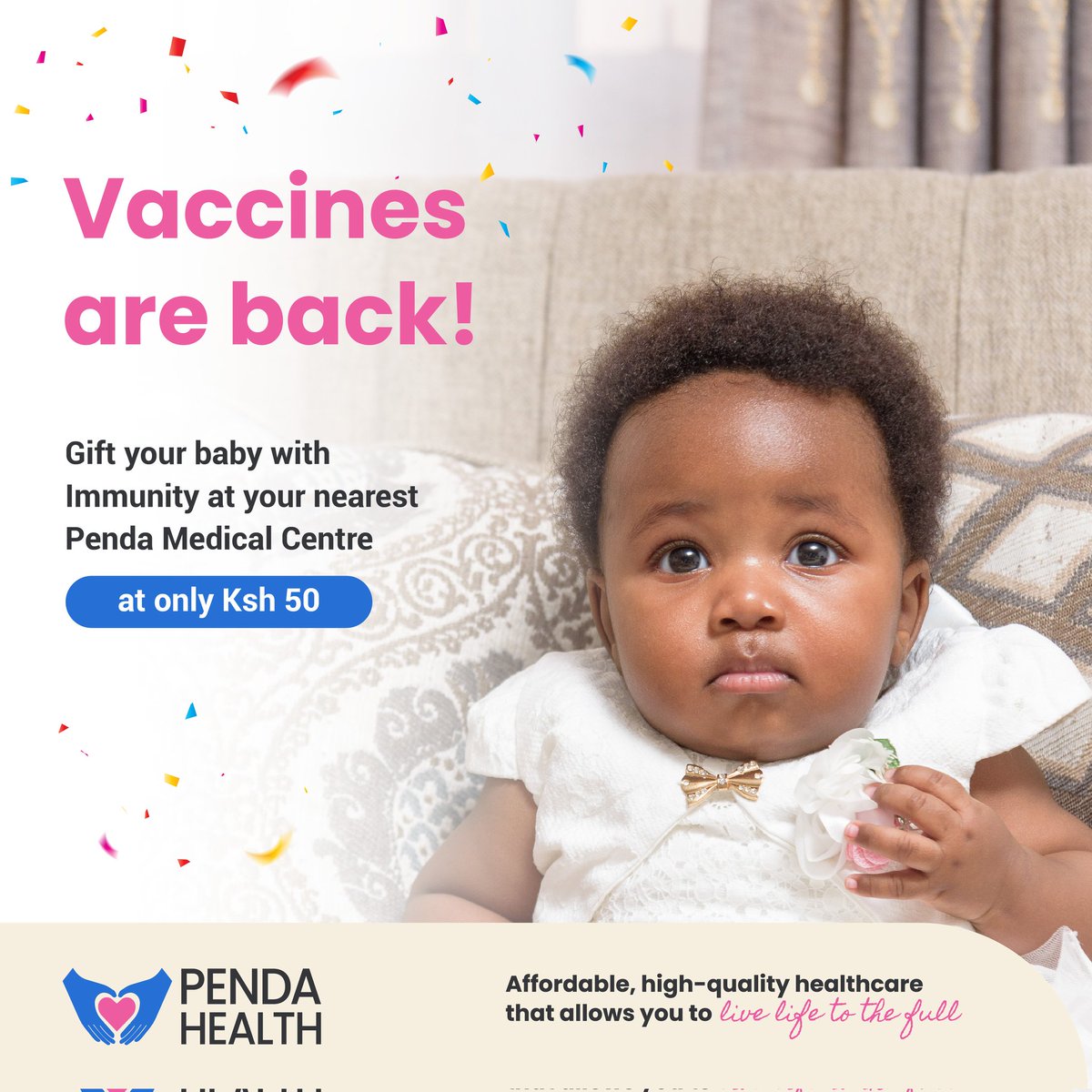 Vaccines are back!!

Bring your baby for vaccination at your nearest Penda Medical Centre at only Ksh 50. Chanjo ni muhimu! Pigia Penda on 0207909045 or Chat na Penda on 0207640471 for inquiries.
#chanjonimuhimu 
#VaccinationClinic 
#livelifetothefull