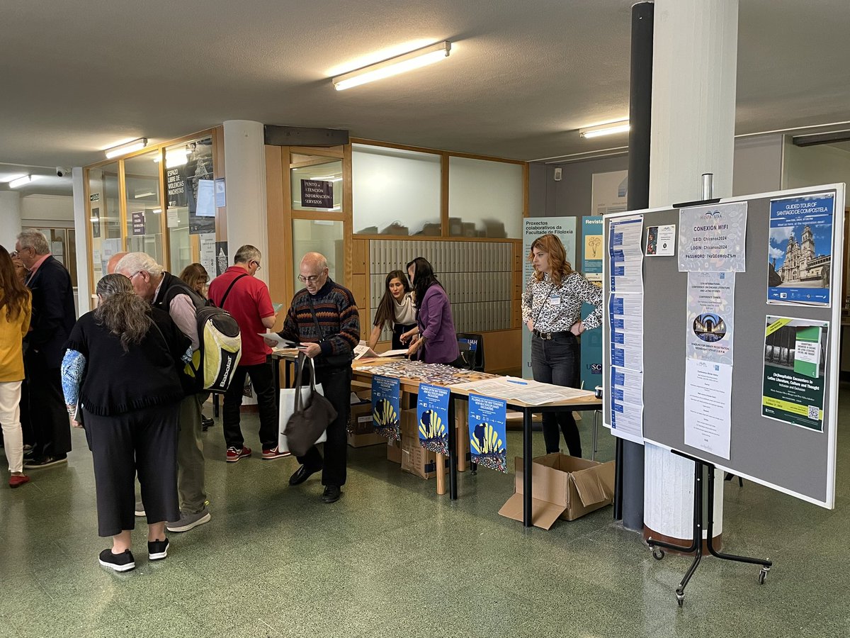 Hispausa's tweet photo. ¡Da comienzo el XIII Congreso internacional sobre literatura chicana y estudios latinos!
 
🗨️ "Peregrinos en el camino hacia nuevos encuentros multidisciplinares"
📍  Encuentra la mesa de registro en la planta baja de la facultad de Filología, @UniversidadeUSC

#EstudiosLatinos https://t.co/lodJ8Z4cfC
