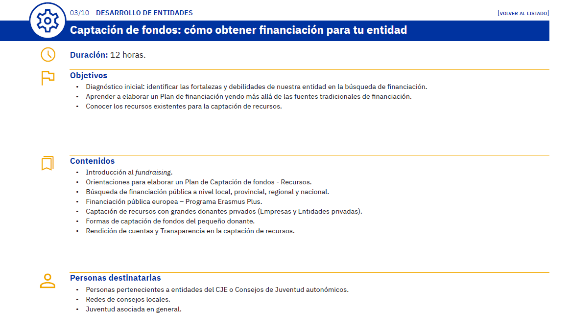 👩‍🎓Nueva formación online gratuita de 8H sobre CAPTACIÓN DE FONDOS 

En este curso trabajaremos la captación de fondos analizando las diferentes alternativas existentes para obtener financiación para tu entidad.

🔴Toda la info e inscripciones aquí forms.office.com/pages/response…