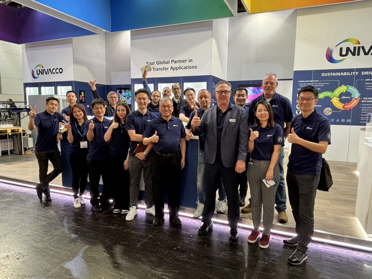 UNIVACCO's tweet photo. 🙌Thanks to everyone who visited our booth at #Drupa! Over the 11-day exhibition, it was wonderful to reconnect with old friends and meet new faces. 

#Drupa2024 #Sustainability #Innovation #HotStamping #ColdTransfer #Univacco https://t.co/M2906mCyIq