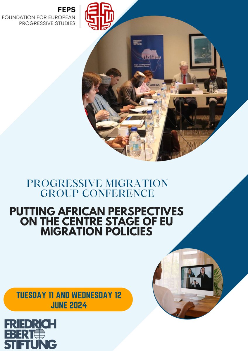 fes_ampc's tweet photo. The African and European experts of our #ProgressiveMigrationGroup are currently meeting again - this time online. 💻
Chaired by @annaterronc, the members discuss #EUAfrica migration issues in 3️⃣ sessions.
#migration @FES_Europa @FEPS_Europe https://t.co/s43OztAO2Z