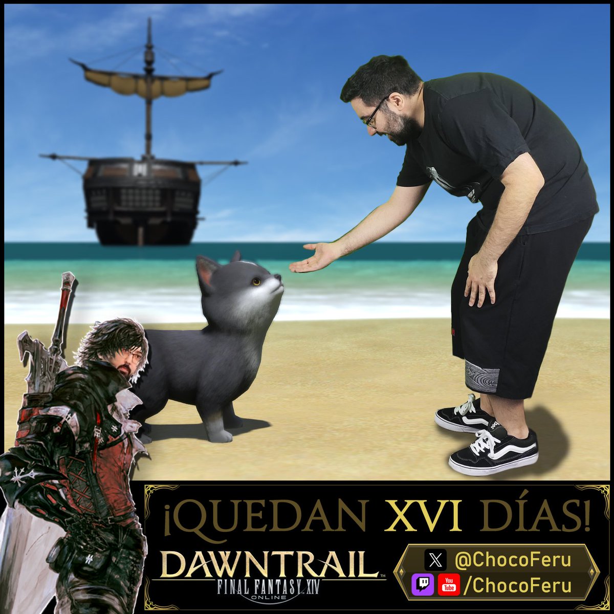 ¡Quedan 16 días para #Dawntrail! 🗓️

Estaba preparando el barco para ir a Tural, cuando de repente apareció mini Torgal a decirme; "Woof Woof, Bark Bark!", que significa "¡No te vayas, que aún quedan 16 días!".

Me apoderó el hype, tendré que esperar 😩

#FF14 #FFXIV #FFXIVESP