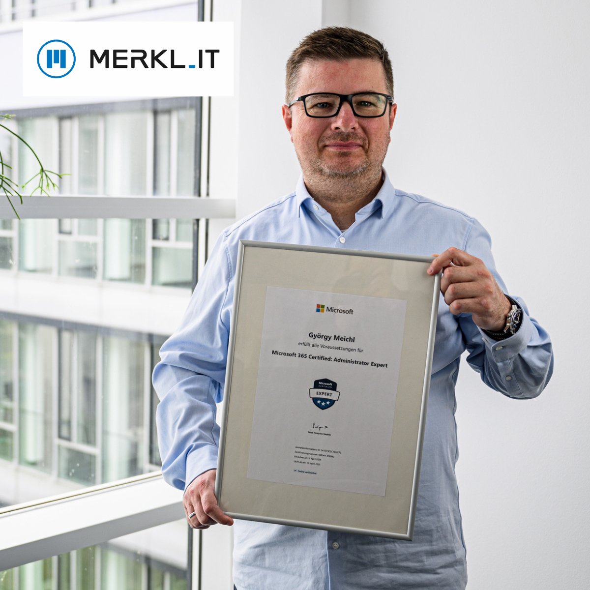 merkl_it's tweet photo. Wir gratulieren unserem Mitarbeiter György zur erfolgreichen Zertifizierung "Microsoft 365 Certified: Administrator Expert". 

Klasse! Herzlichen Glückwunsch, György! 👏💪👍

#microsoft365 #managedservices #microsoftexpert https://t.co/a7ArGtln2G