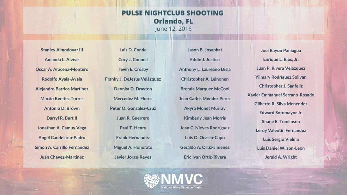 NMVVRC's tweet photo. Today, we honor the memory of the 49 individuals who lost their lives and the 53 who were physically injured in the tragic Pulse Nightclub shooting in Orlando, Florida 8 years ago. #Pulse49 #PulseNightclub #OrlandoFL https://t.co/mkLecx9YaE