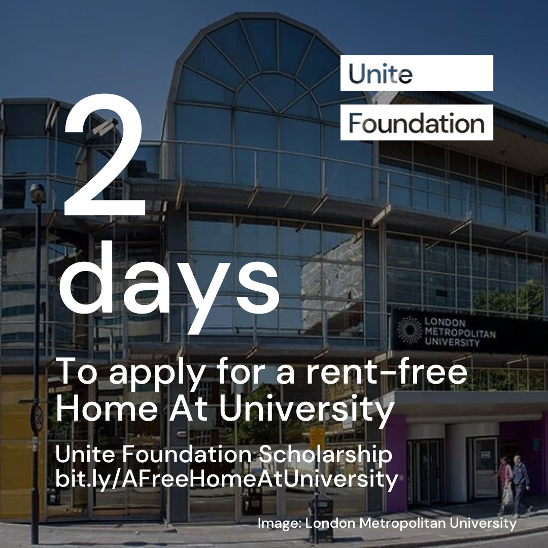 ThisIsUniteFdn's tweet photo. 2 days left to apply for a rent-free #HomeAtUniversity! If you’re care experienced or estranged, 25 or under, you could be eligible for the Unite Foundation scholarship. Apply by Friday 14th June at  https://t.co/UuZU8eyVtc… #estranged #careexperienced #university #student https://t.co/MTIFHal19e