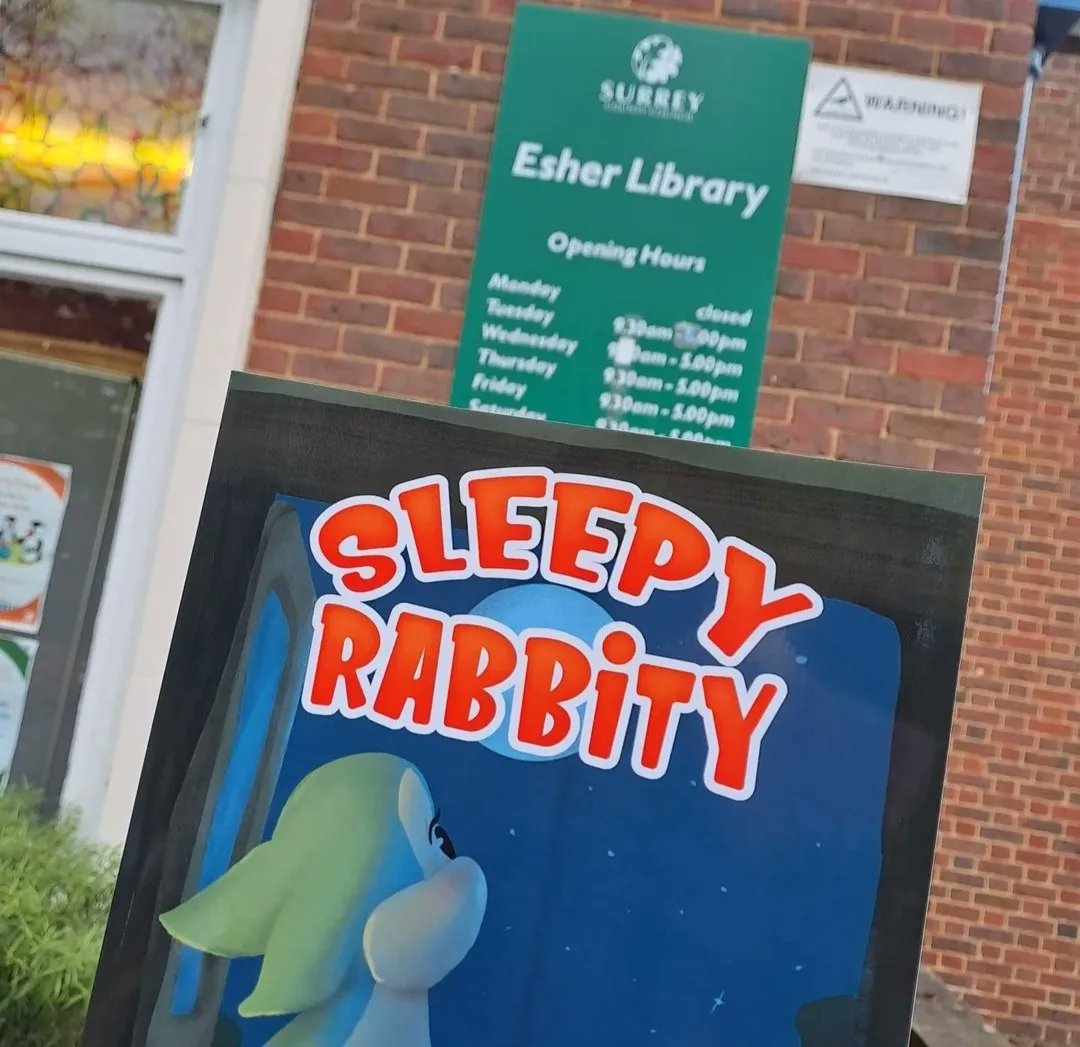 vicimolloy's tweet photo. Can't wait to see you all @EsherLibrary tomorrow to read #sleepyrabbity 🐇 I will have colouring sheets for your little ones to take home and I will be signing copies 📚🖍🥰
#loveyourlocallibrary 
#readingwithkids
#readalong
#rhymingstories
#authorvisit https://t.co/ptOwqgi8CS