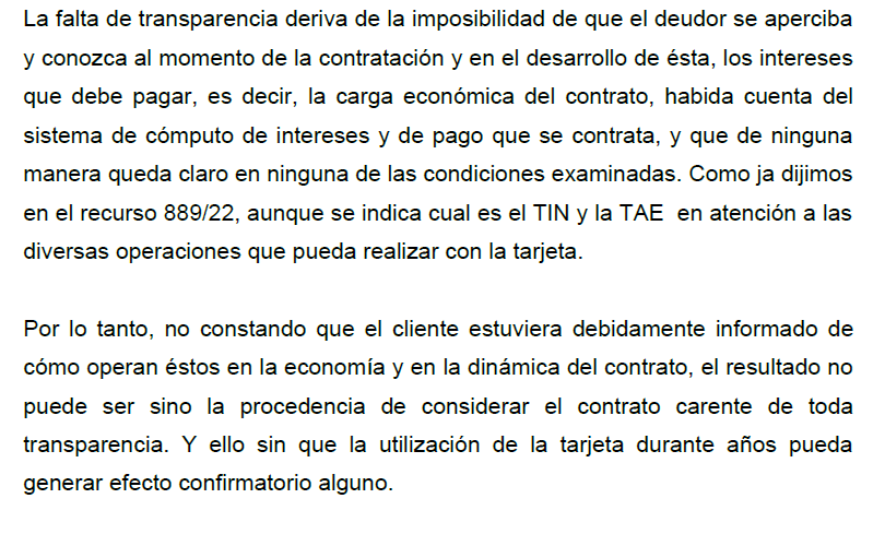 lluisferrernin's tweet photo. Sentencia A. P. Girona Sección 1ª  de 4 de junio de 2024 

Falta de transparencia revolving de Bankinter CF

Imposibilidad que el deudor aperciba la carga económica 

No queda claro en ninguna condición examinada aunque se indique el TIN y la TAE cómo opera el crédito revolving https://t.co/I2ANVjRaUp