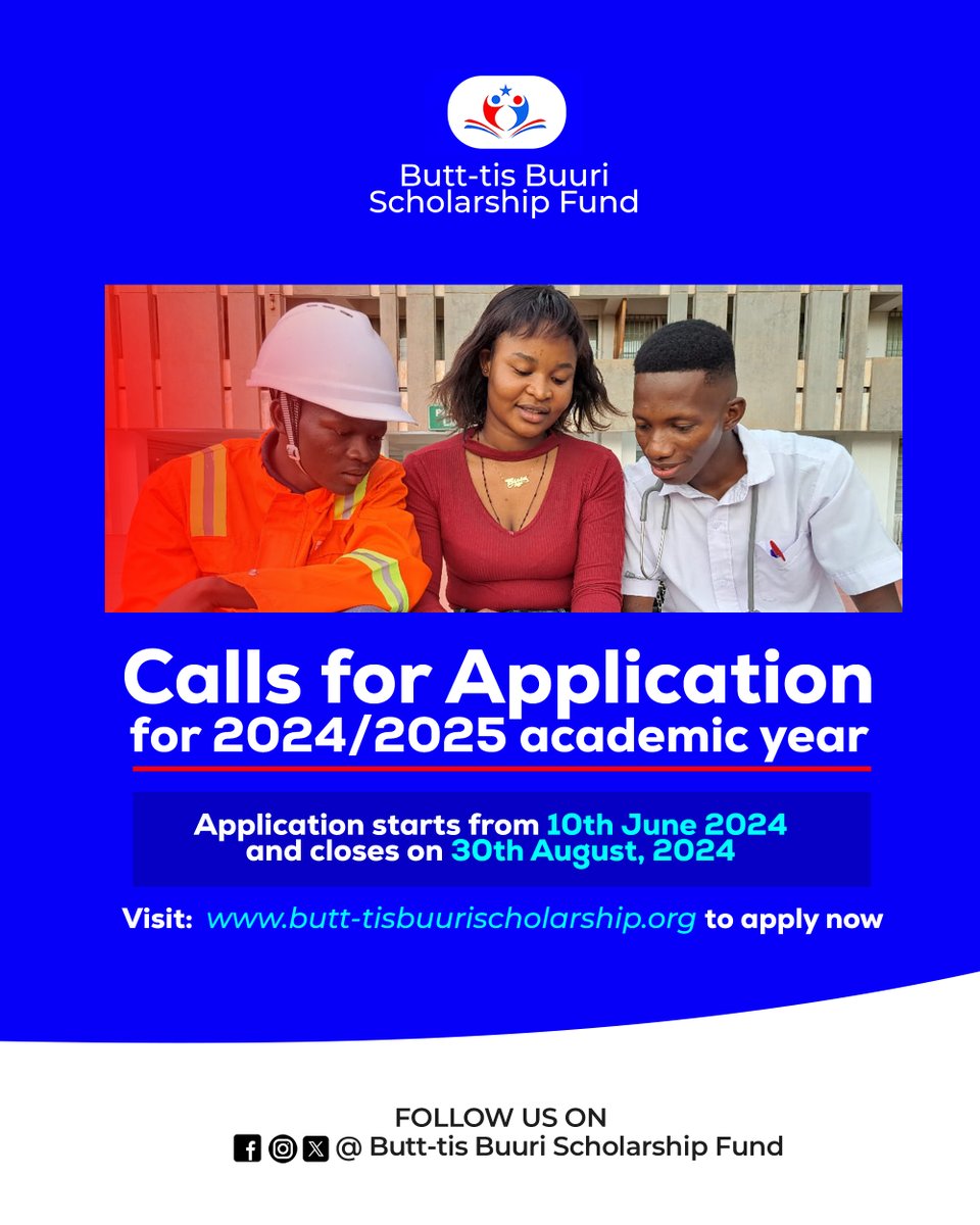 ButtisBuuri's tweet photo. Exciting News! 
The Butt-Tis Buuri Scholarship Fund is now accepting applications for the 2024 academic year!

Are you a passionate student looking to further your education? We’re here to help you achieve your dreams. Apply now for a chance to receive financial support. https://t.co/8vTtGNPpi2