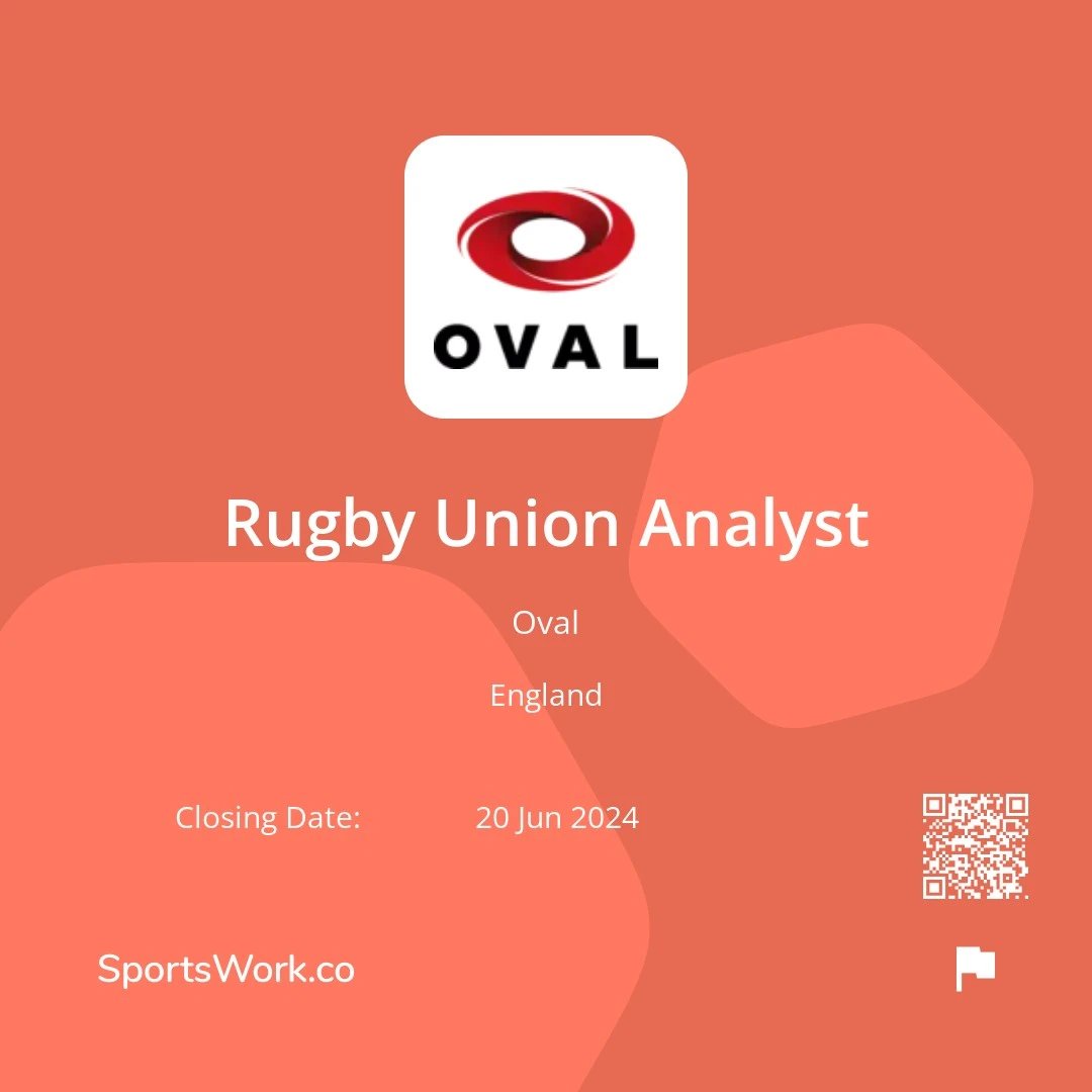 Sportsworkjobs's tweet photo. βοΈ New Vacancy
π Oval
π Rugby Union Analyst
π England
π More information can be found here - https://t.co/a5AeIpPDsC
#sportswork #sportsjobs #workinsport #England #Rugby https://t.co/2GN7msxDal