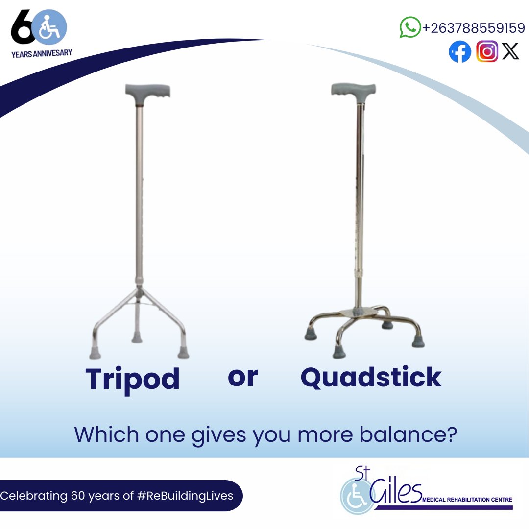 StGilesRehab's tweet image. When choosing a walking aid with more stability, versatility and portability which one would you prefer? Tripod or Quadstick
Visit our mobility aids shop today for more info.

#Quadstick #Tripod #MobilityAids #WalkingAids #walkingstick #ReBuikdingLives #StGilesRehab