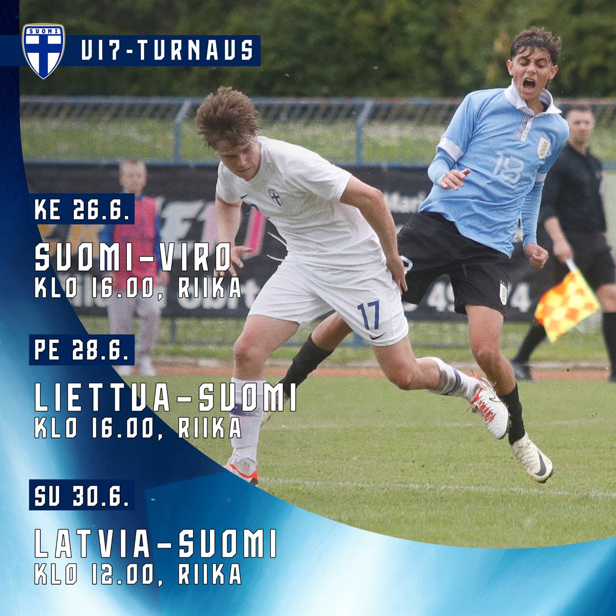 Huuhkajat's tweet photo. U17-pojat nimetty Baltic Cupiin! 🦉

Perinteikäs turnaus pelataan tällä kertaa Latviassa. Suomen joukkue löytyy uutisen lopusta - Palloliitto selvittää mahdollisuutta otteluiden striimaamiseen. 📺 #Minihuuhkajat 

https://t.co/8FV20Y54Gl https://t.co/jFzPjjhCqE