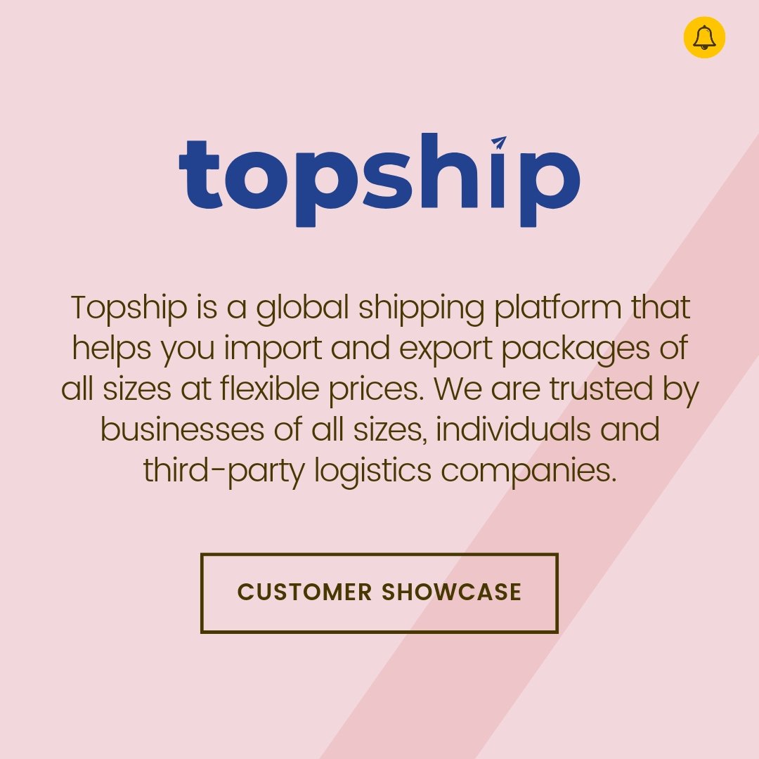 yournotify's tweet photo. We are excited to onboard @topshipafrica
Say goodbye to shipping hassles with seamless logistics, unbeatable rates, and timely delivery.
Sign up now to experience Yournotify's capabilities firsthand.
#CustomerShowcase #Topship #CustomerSatisfaction #CustomerSuccess https://t.co/Bj4geT3PiZ
